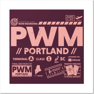 Vintage Portland PWM Airport Code Travel Day Retro Travel Tag Maine Posters and Art